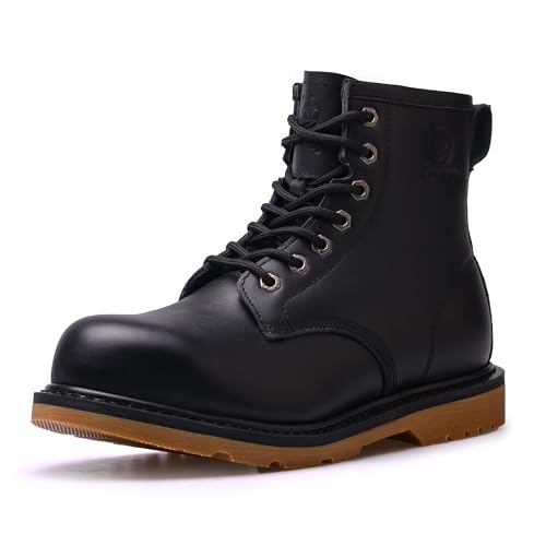 Image of Steel Toe Classic Work Boots For Men,Industrial & Construction Fashion Durable Hiking Safety Shoes 6'' Puncture-proof Footwear Insulated