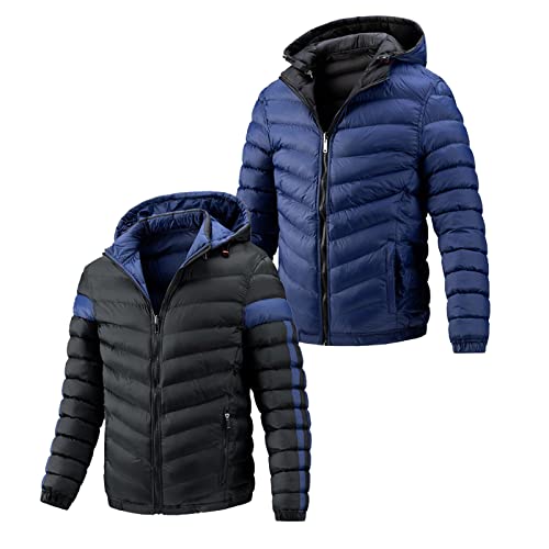 Hombres Acolchado Parka Otoño E Invierno Chaqueta de plumas Hombre XXXL Casual Sudadera con Capucha...