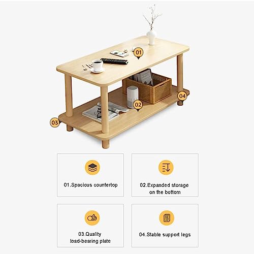Table double en bois avec étagère de chevet robuste couleur chêne - 5