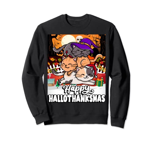 Felices Gatito de piel de gato con diseño de agradecimiento Sudadera