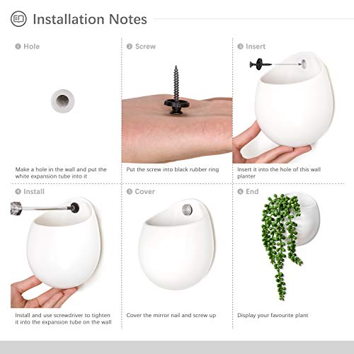 Dahey Wall Planters With Fake String Of Pearls Plant Artificial Succulent Small Modern Ceramic Mounted Planter Round Hanging Wall Vase Display Holder For Indoor Garden Office Decor, Set Of 2 #TOP4