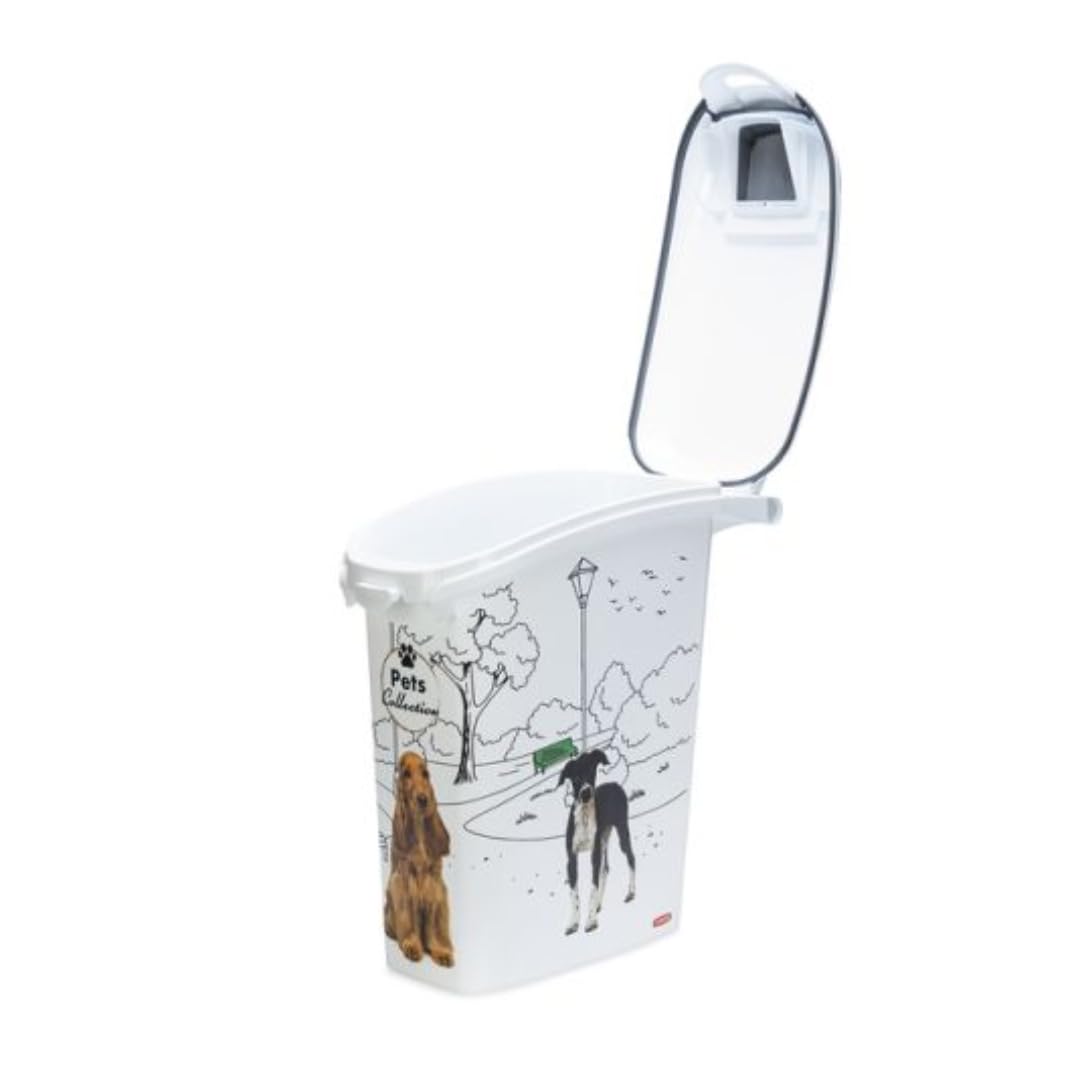 Keter Curver Contenitore Porta Crocchette per Cani, Chiusura Ermetica, Dotato di Ruote, 10 Kg/23 L, 23x50x50H cm