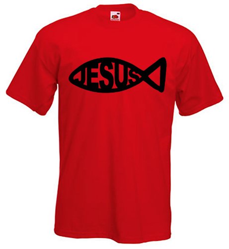 Tribal T-Shirts Męska koszulka Jezus, Red, M
