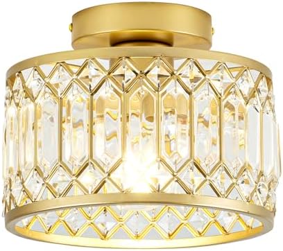 Rpzloila Luz de teto de cristal, luminária de teto moderna com mo...