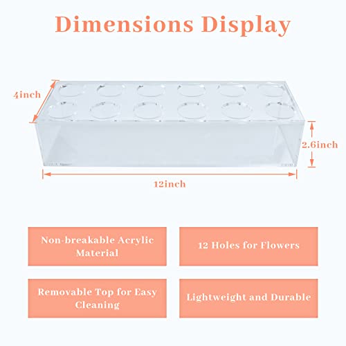 Loywree 2 Pack Flower Vase Acrylic Rectangular Floral Centerpiece For Dining Table - Total 24 Inches Long Rectangle Vase - Clear Vases For Home Decor Wedding(Flowers Not Included) #TOP1