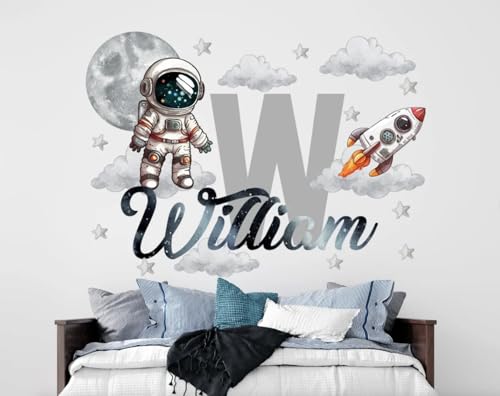 Astronaut Boy Name Wall Decal - Custom Name Vinyl Sticker