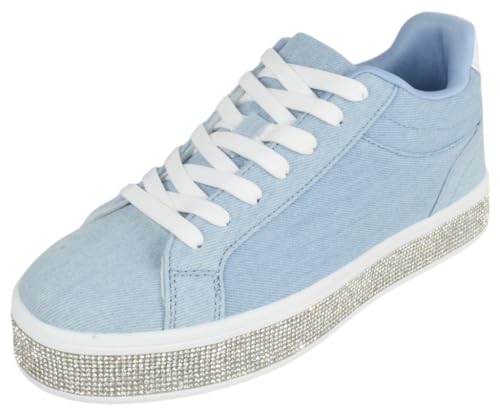 TOP Moda Shoes Women Flat Fashion Platform Sneakers Crystals Rhinestone Bling Lace Up Aerie-1