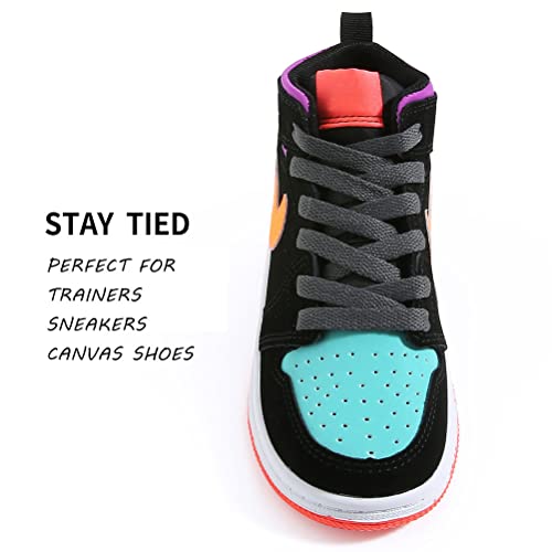 Vsudo 79 Inch Flat Dark Gray Shoe Laces For Sneakers, Dark Gray Shoelaces For Sneakers, Shoe Strings For Sneakers, Dark Gray Replacements Sneakers Shoe Laces For Women Or Men (2 Pairs-Dark Gray-200Cm) #TOP2