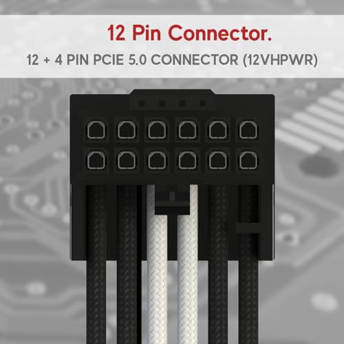 Image of LINKUP - AVA Left Angle PCIE 5.0 16Pin (12+4) to 3x8Pin | 16AWG Sleeved | Compatible with RTX50 RTX40 RTX30 FE | Designed for Corsair /ThermalTake PSUs Only | 70cm