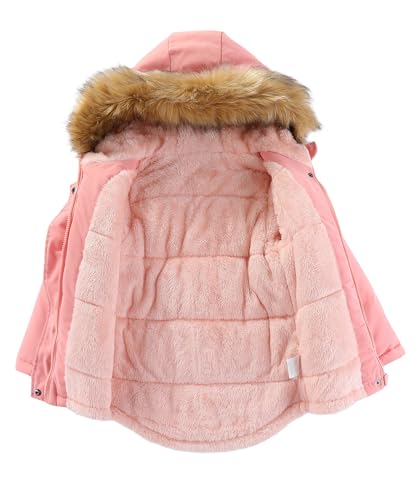 M2C Girls Fleece Lined Puffer Jacket with Faux Fur Trim Hooded Winter Coat3
