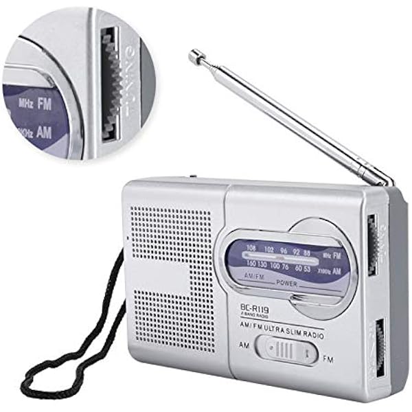 Мини карманный AM FM радиоприемник Портативный с выдвижной антенной Встроенный динамик Для путешествий на природе Для домашнего использования Серебристый ABS 9x5.7x2.2 см