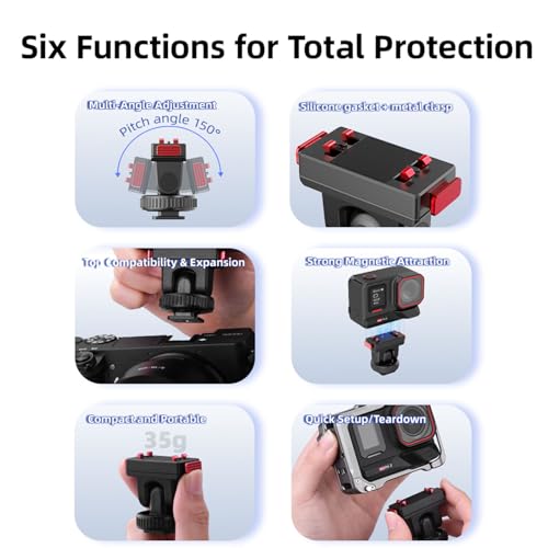 YUULNMOP Soporte magnético de expansión de base de liberación rápida para Insta 360 X5, soporte adaptador de cámara de acción con zapata fría, rosca de 1/4 pulgadas para Insta 360 Ace/Ace Pro/Ace Pro - imagen 3