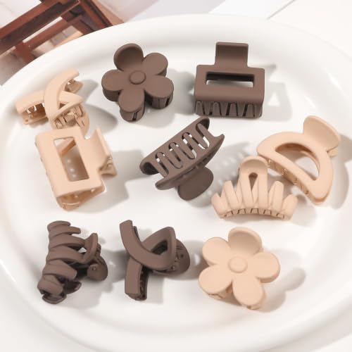 Image of 10 pcs Small Claw Clips for Women Girls, Mini Matte Hair Clips for Thin /Medium Hair, Nonslip Claw Clips for Short Hair Accessories, Cute Mini Hair Claw Clips for Fine Hair