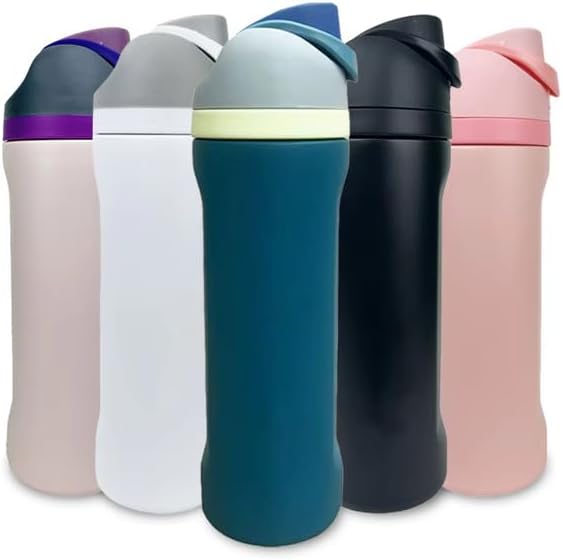IVY-FlexiSip Insulated Water Bottle - 24oz Stainless Steel, Straw Lid, Vacuum Sealed, BPA-Free, 12Hrs Hot & Cold Up to 24Hrs - Ideal for Work, Gym, Outdoors, Travel - Denim Peacock Blue