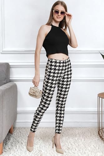 Image of Women Black & White Printed Solid Mid Rise Body Fitted Jeggings
