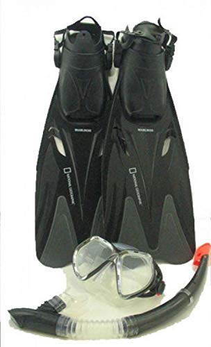 NATIONAL GEOGRAPHIC Marlin 50 Mask Snorkel Fin Set, Black, Medium