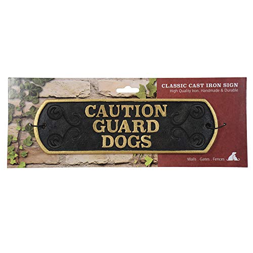 Caution Guard Dogs Cast Iron Landscape Sign