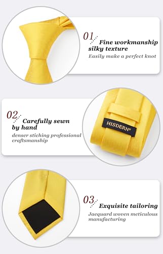 Image of HISDERN Mens Ties Solid Color Tie and Pocket Square Set Classic Woven Formal Neckties & Handkerchief Wedding Party