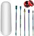 Suiwotin 6PCS Wax Carving Tool, Stainless Steel Wax Tool Carving Tool Kit, Rainbow Sculpting Tool Spoon Carving Tool, Double-Headed, with Silica Gel Container, Rainbow