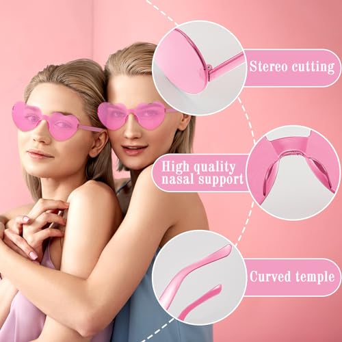 30PCS Heart Shaped Sunglasses Candy Color Rimless Glasses Cute Fun Colored Rave Party Sunglasses Party Favors4
