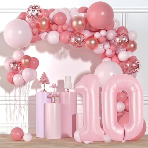 Image of TONIFUL 40 Inch Pastel Pink Number Balloon Balloon Big Pink Digital Balloon for Girl's Birthday Party Wedding Bridal Shower Engagement Anniversary Photo Shoot Supplies(Number 0)