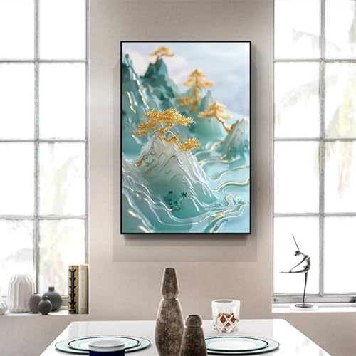 Toile nordique Golden Tree Mountain pour une déco de chambre