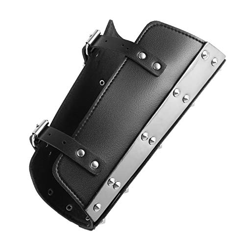 HZMAN Adults Faux Leather Arm Guards - Medieval Metal Armor Style Bracers - One Size - Leather Armband Pair