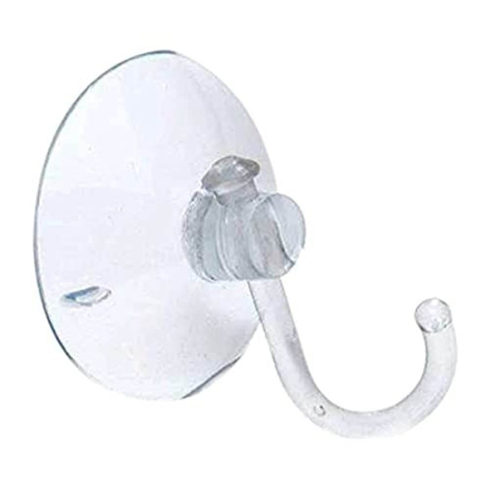 Merriway Clear Bh04114 (6 Pcs) Plastic Suction Hook With Plastic Hook, 35 Mm, 1.3/8 Inch Diameter - Pack Of 6 Pieces