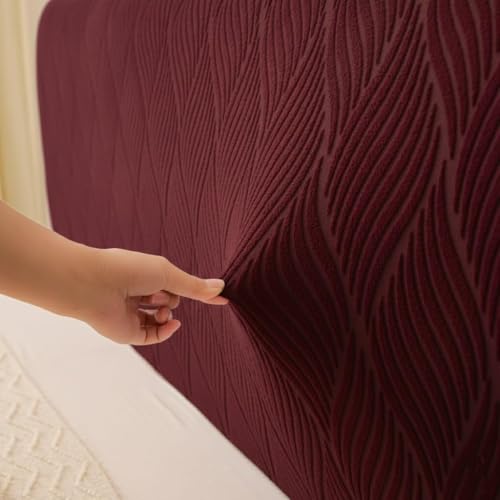 Image of HOMETHREADS Stretchable Lycra /Velvet Headboard Cover | Soft, Dust-Proof & Wrinkle-Resistant Bed Back Protector | Fits Leather, Wooden & Fabric Bedsides | for 5ft to 5.5ft Beds | (Maroon, 150x65cm)