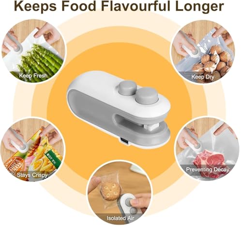 Image of SHUTTLE ART Mini Bag Sealer, Heat Bag Sealer with Cutter for Chips Snacks, Snack Bag Sealer,portable Handheld Rechargeable Vacuum Food Sealer Bag Sealing Machine for Snacks Chips Fresh Storage