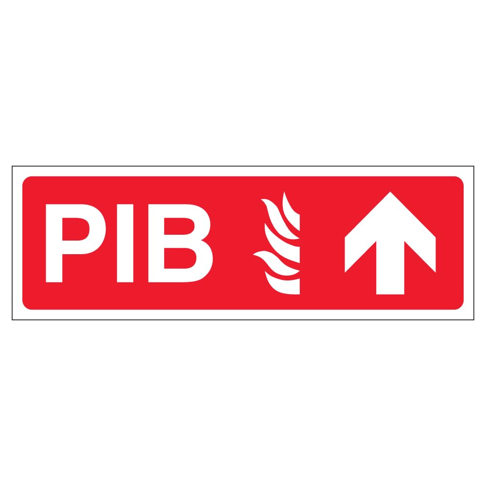 V Safety PIB Arrow Up 300x100mm Self Adhesive Vinyl Premises Information Box Safety Sign 13100AX-S