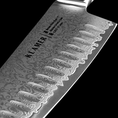 Damastmesser Klamer Santoku aus japanischem Stahl 18 cm