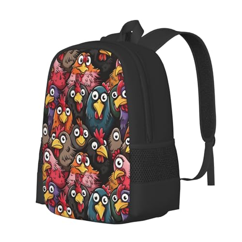 Funny Chicken Backbags Large Adjustable Backpack Lightweight Daypack for Men Women 16.5 Inches2