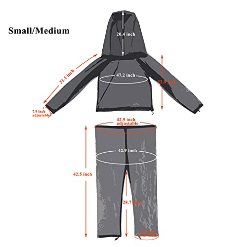 4 Pieces Mosquito Net Suit – Jacket Hood & Pants & Mitts & Socks Sets, Light-Weight & Breathable Mesh Clothing (Small/Medium(1 Pack)) - Image 3