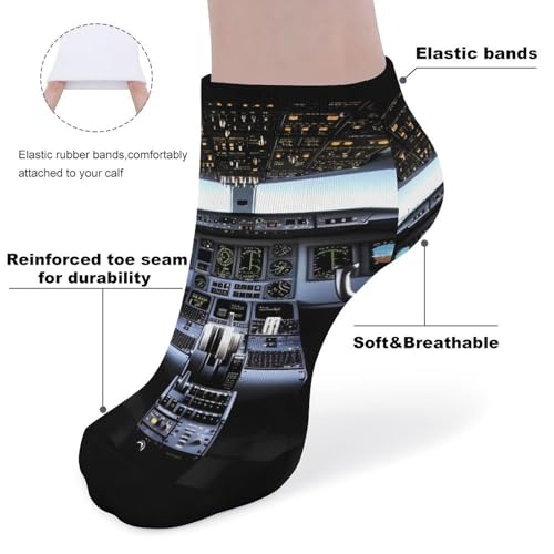Airplane Cockpit No Show Sock for Men Women Low Cut Athletic Running Socks Wicking Odor Resist Socks 5 Pairs3