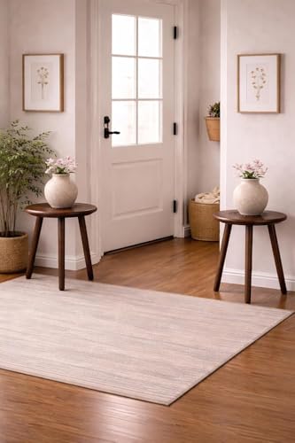 Image of WOOYNEX Wooden Table with Three Legs Modern Round Coffee Table and Side Table for Small Spaces with Pillar, Wood Books, Magazines, and Plant Stand for Living Room Entryway Table (Pack of 2)