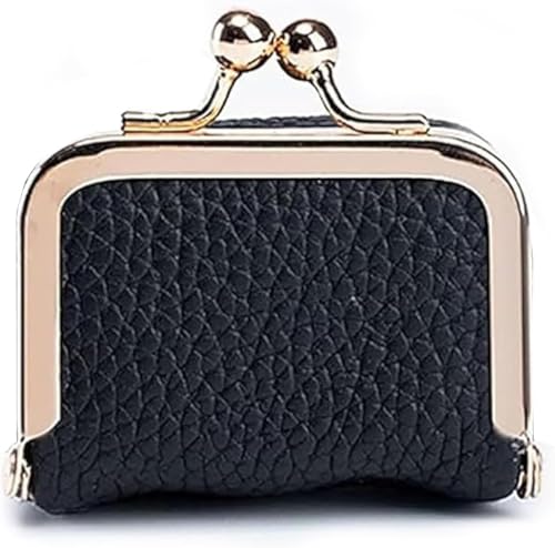 YUHATRG Mini-Schmuckschatulle aus Leder, tragbar, Reiseaufbewahrung, organisiert für Halsketten, Ringe, Ohrringe, mit Kussverschluss, Schwarz