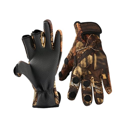Toddmomy 1Pair Fashionable Camouflage Neoprene Gloves Slip Thermal Finger Exposure Design for Outdoor Driving Cycling Fishing Camping XL Windproof Gloves for Comfort