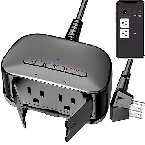 Smart Plug Outdoor, WAKYME Upgraded Outdoor WiFi Outlet with 2 Outlets, IP64 Waterproof