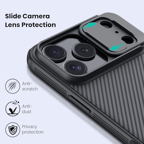 Image of Nillkin for iPhone 17 Pro Case with Slide Camera Cover, [Upgraded Camera Lens Protection] Slim Shockproof Protective Phone Case for iPhone 17 Pro 6.3 inch, Black