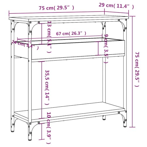 Mesa de pasillo estable de madera con estructura metálica y estante 4
