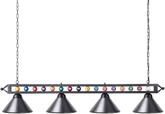 Wellmet 70-Inch 4-Light Pool Table Lamp for 8-11ft Tables, Black