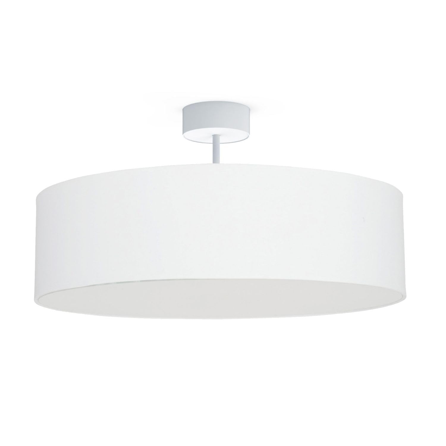 Licht-Erlebnisse Deckenlampe Weiß Stoffschirm rund Ø 50 cm H: 28,5 cm blendarm 3-flammig E27 Modern Deckenleuchte Schlafzimmer Wohnzimmer Beleuchtung