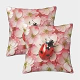 JHUGBDE Fundas De Almohada Ladybug Impresas En 3D Animal,Funda De Almohada Decorativa Súper Suave 50x50cm Paquete De 2,para El Hogar,sofá,decoración,Regalos
