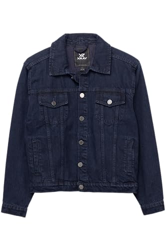 Image of X RAY Boys Denim Jacket, 100% Cotton & Cotton Flex Washed Fall Outerwear Trucker Casual Jean Jacket for Boys, Navy, L (14/16)