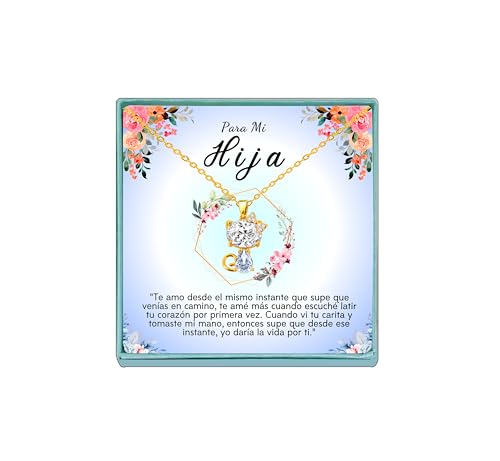 Only faith Collar Regalo para mujer con colgante Chapado en Oro 18k Caja con mensaje de amor, Regalo para cumpleaños, Navidad, San Valentín (Hija - Gatito Oro)