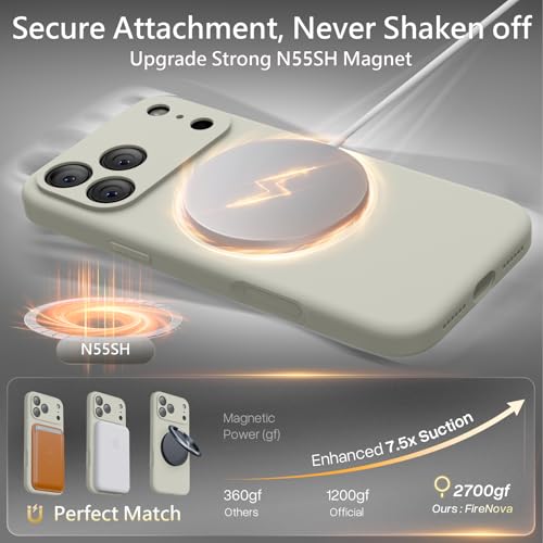 Image of FireNova Magnetic for iPhone 17 Pro Case, Compatible with MagSafe, [Integrated Silicone Camera Control Button] [Camera Protection] Anti-Scratch Microfiber Lining Phone Case, 6.3 inch, Stone