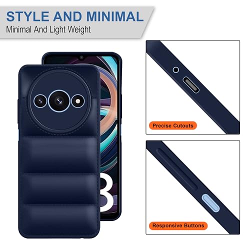 Image of CEDO Redmi A3 / Redmi A3x / Poco C61 (4G) Back Cover | Camera Bump & 360 Flexible Puff Armor Protection | Matte Soft Silicon Shock Proof Rubberised Back Case Cover (Blue)
