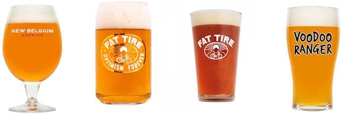 New Belgium Brewery Pint Glass Mixed Pack - Set of 4-2025 Second Edition