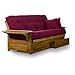 Brentwood Tray Arm Full Size Wood Futon Frame and Storage Drawers - Heritage Finish